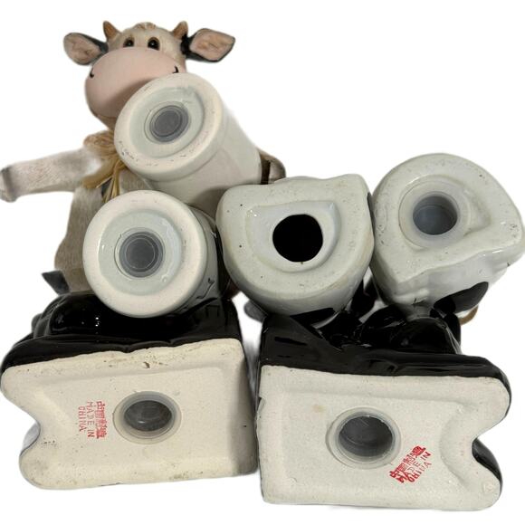 Lot 3 Cow Cattle Ceramic Salt Pepper Shakers Vintage Milk Jugs Sitting Bull Ends - Picture 6 of 10